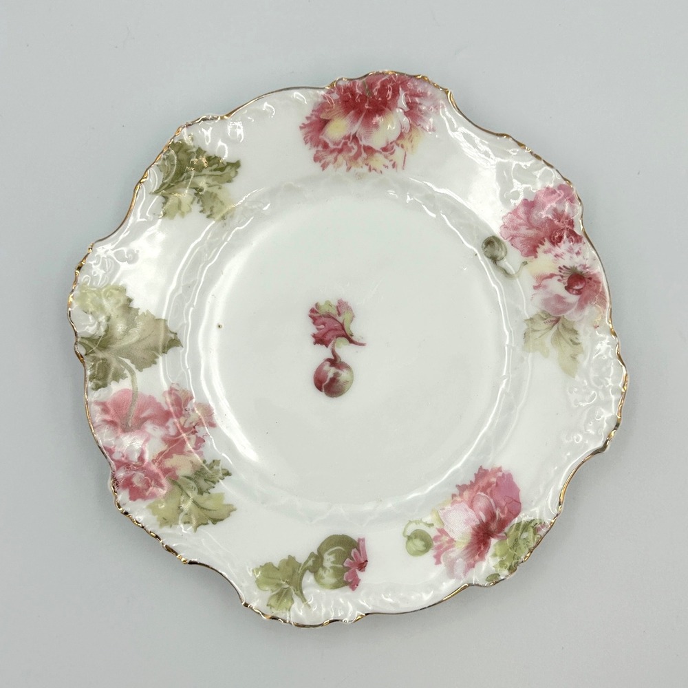 Antique Oscar Schlegelmilch Germany Porcelain Plates Set of 8 Pink Poppy Floral - Picture 8 of 16